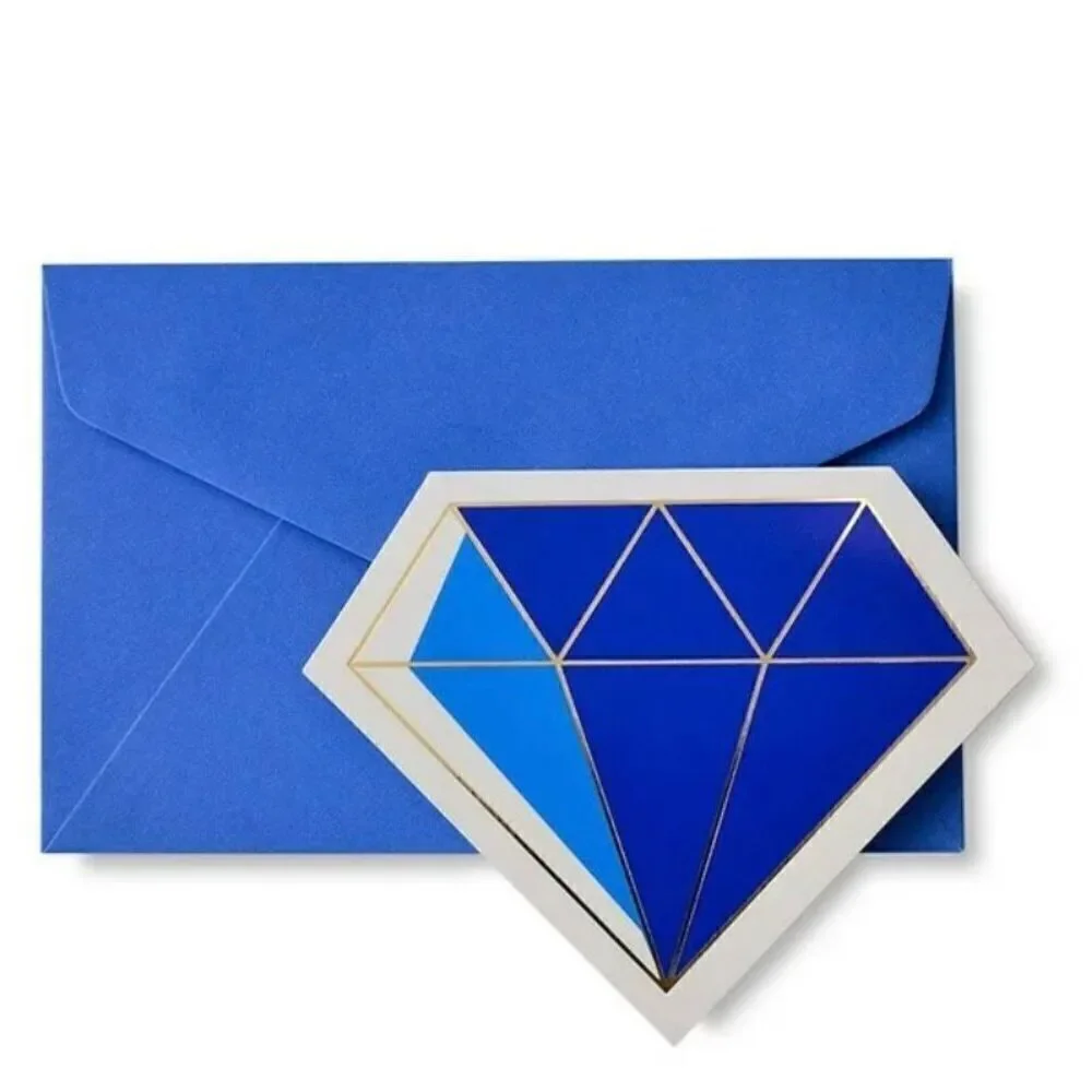 NWT W box Zoomerang 16 Gold Foil & Jewel Tone Diamond Note Cards & envelopes